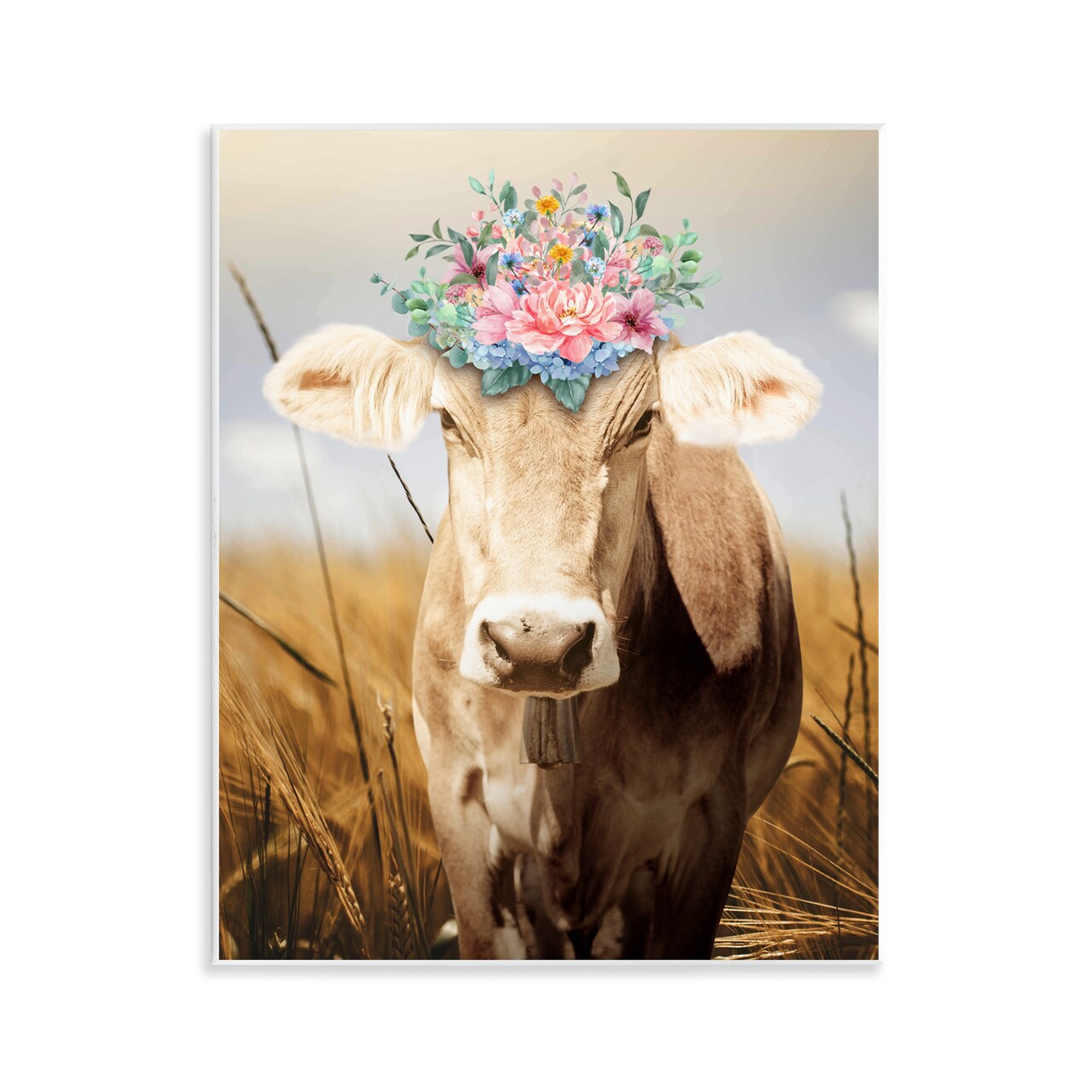 Stupell Industries Chatty Belle Cow with Florals Wall Plaque, design by Marcus Prime